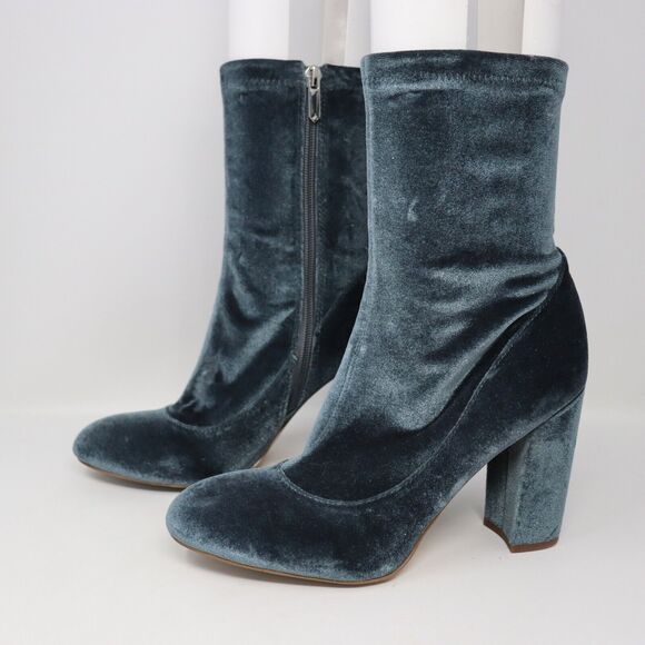 Sam Edelman Calexa Sock Blue Velvet Ankle Boot  Sz 8.5 MSRP $140 - Picture 1 of 6